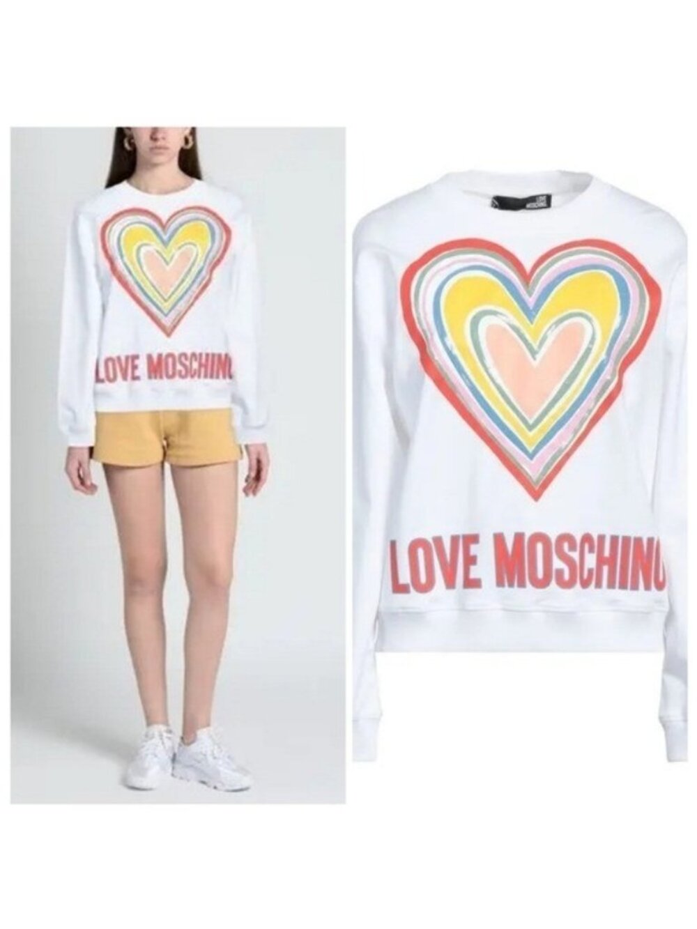 🆕️ Love Moschino Heart Sweatshirt White Lovecore US 4 Streetwear